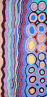 Aboriginal Artwork by Kieran Japangardi Michaels, Lappi Lappi Jukurrpa, 61x30cm