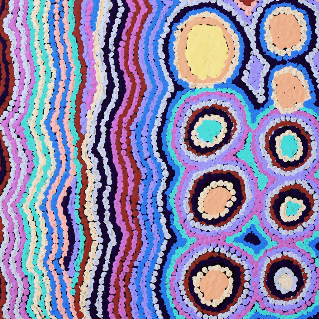 Aboriginal Artwork by Kieran Japangardi Michaels, Lappi Lappi Jukurrpa, 61x30cm