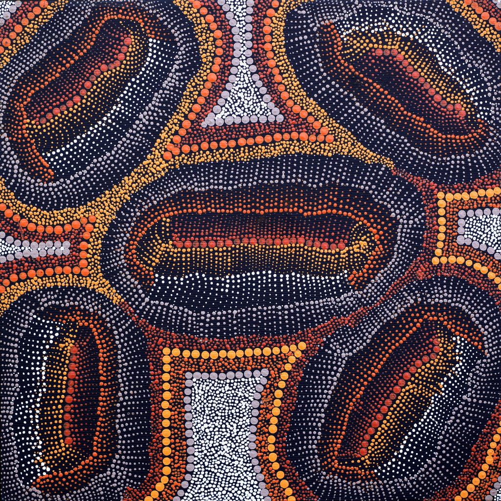 Aboriginal Artwork by Kirsten Nangala Egan, Ngapa Jukurrpa (Water Dreaming) - Puyurru, 30x30cm - ART ARK®