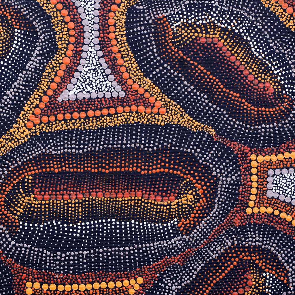Aboriginal Artwork by Kirsten Nangala Egan, Ngapa Jukurrpa (Water Dreaming) - Puyurru, 30x30cm