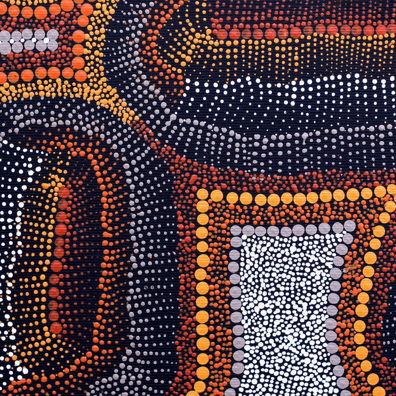 Aboriginal Artwork by Kirsten Nangala Egan, Ngapa Jukurrpa (Water Dreaming) - Puyurru, 30x30cm
