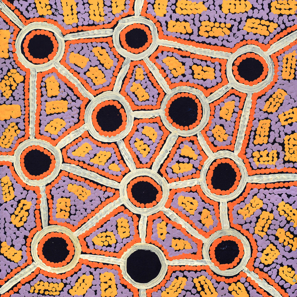 Aboriginal Artwork by Kirstine Nangala Brown, Karnta Jukurrpa (Womens Dreaming), 30x30cm