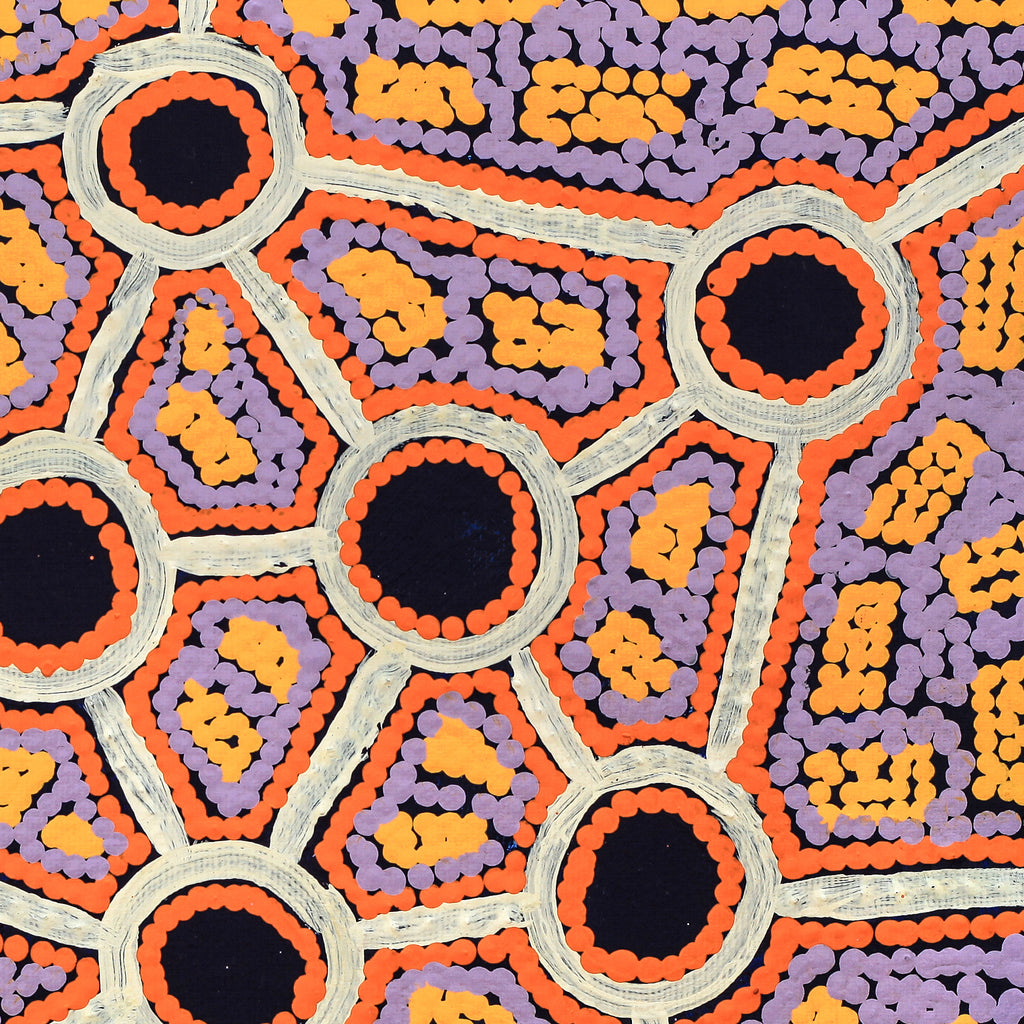 Aboriginal Artwork by Kirstine Nangala Brown, Karnta Jukurrpa (Womens Dreaming), 30x30cm