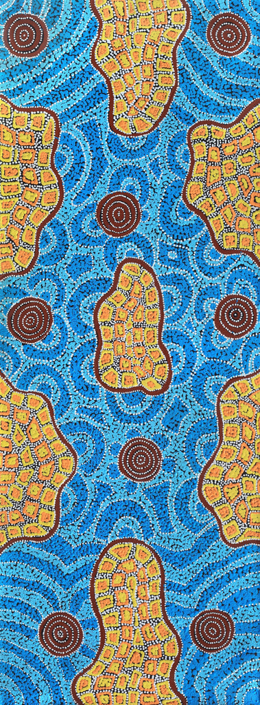 Aboriginal Artwork by Kirsty Anne Napanangka Martin, Mina Mina Jukurrpa - Ngalyipi, 122x46cm - ART ARK®