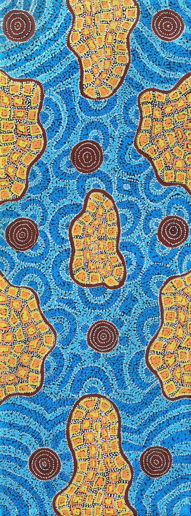 Aboriginal Artwork by Kirsty Anne Napanangka Martin, Mina Mina Jukurrpa - Ngalyipi, 122x46cm
