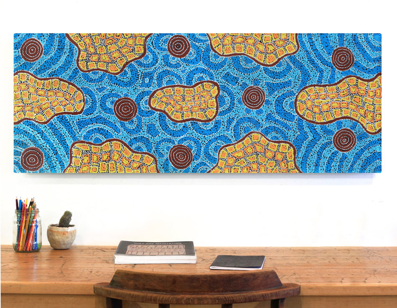 Aboriginal Artwork by Kirsty Anne Napanangka Martin, Mina Mina Jukurrpa - Ngalyipi, 122x46cm