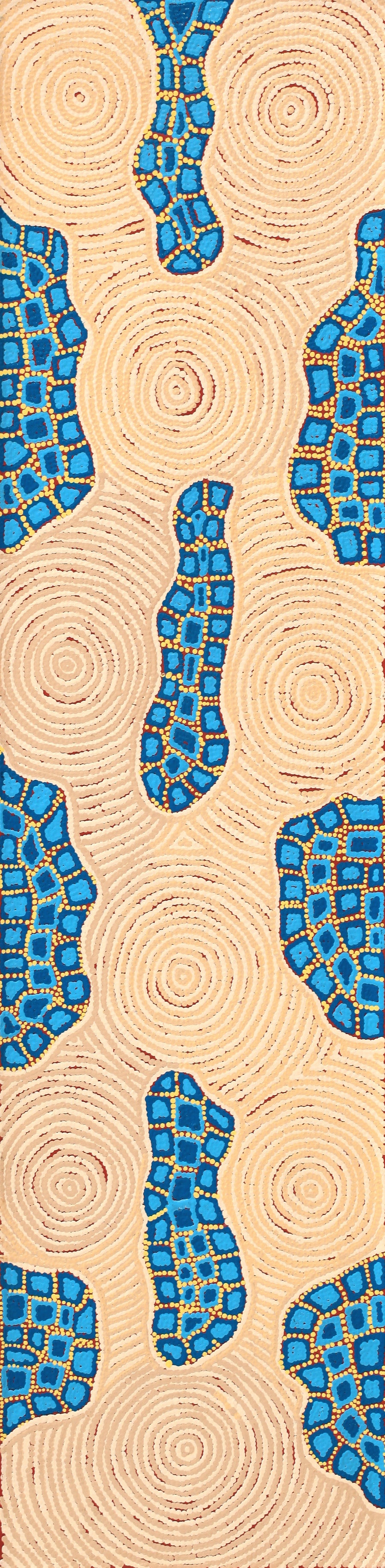 Aboriginal Artwork by Kirsty-Anne Napanangka Martin, Mina Mina Jukurrpa - Ngalyipi, 122x30cm