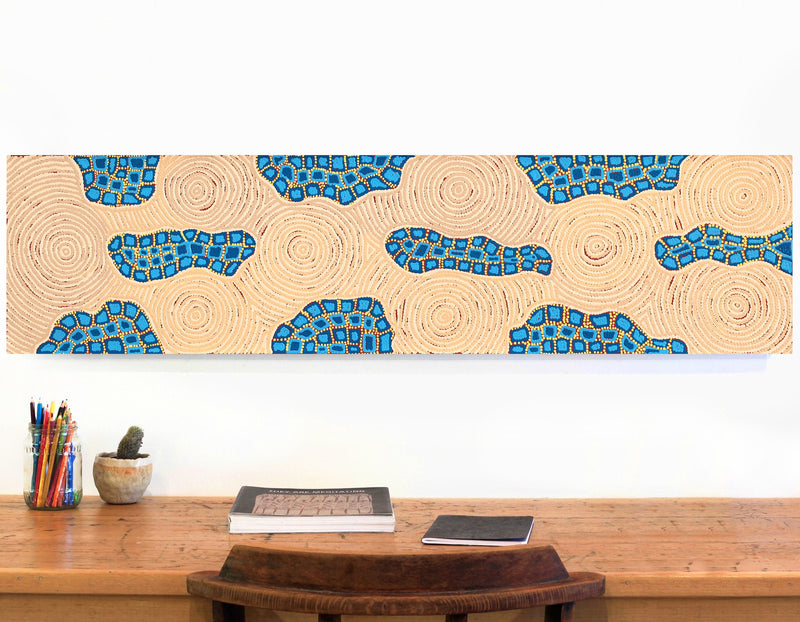Aboriginal Artwork by Kirsty-Anne Napanangka Martin, Mina Mina Jukurrpa - Ngalyipi, 122x30cm