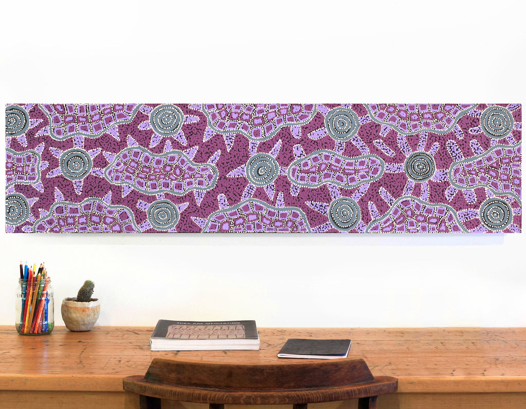 Aboriginal Artwork by Kirsty-Anne Napanangka Martin, Mina Mina Jukurrpa - Ngalyipi, 122x30cm
