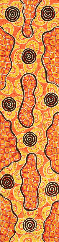 Aboriginal Artwork by Kirsty-Anne Napanangka Martin, Mina Mina Jukurrpa - Ngalyipi, 122x30cm