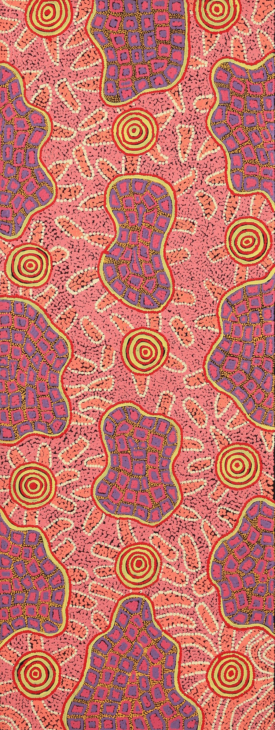 Aboriginal Artwork by Kirsty Anne Napanangka Martin, Mina Mina Jukurrpa - Ngalyipi, 122x46cm