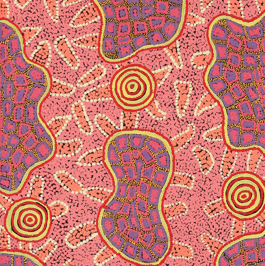 Aboriginal Artwork by Kirsty Anne Napanangka Martin, Mina Mina Jukurrpa - Ngalyipi, 122x46cm