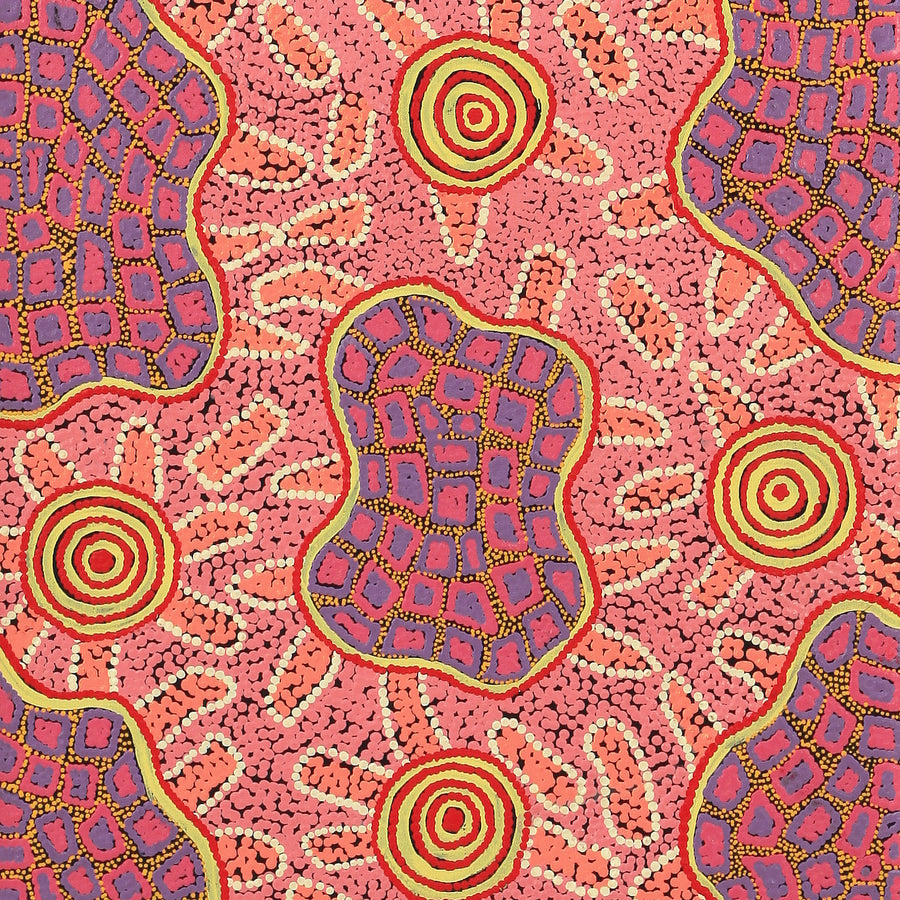 Aboriginal Artwork by Kirsty Anne Napanangka Martin, Mina Mina Jukurrpa - Ngalyipi, 122x46cm