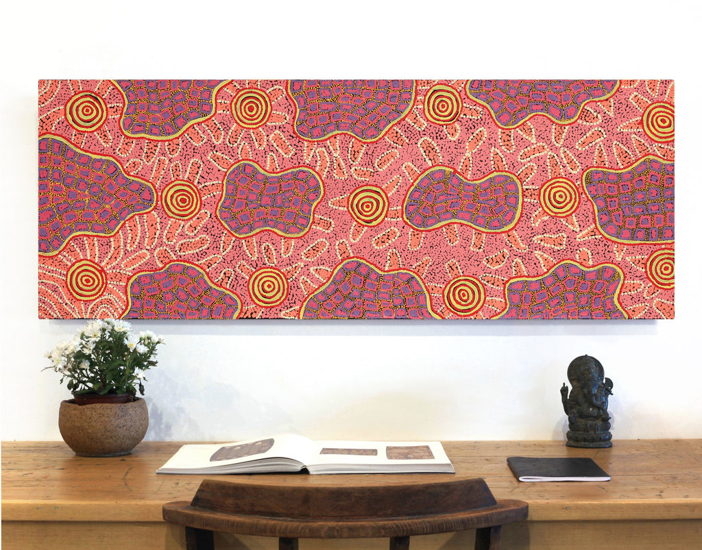 Aboriginal Artwork by Kirsty Anne Napanangka Martin, Mina Mina Jukurrpa - Ngalyipi, 122x46cm