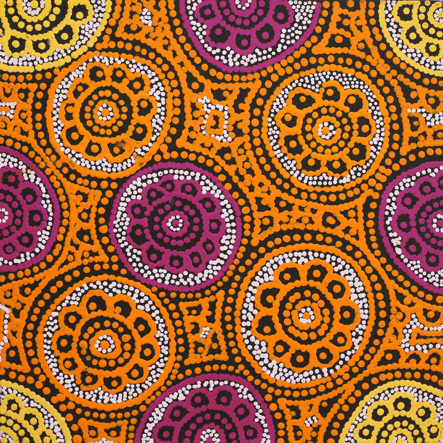 Aboriginal Artwork by Kirsty-Anne Napanangka Martin, Ngalyipi Jukurrpa (Snakevine Dreaming) - Mina Mina, 30x30cm