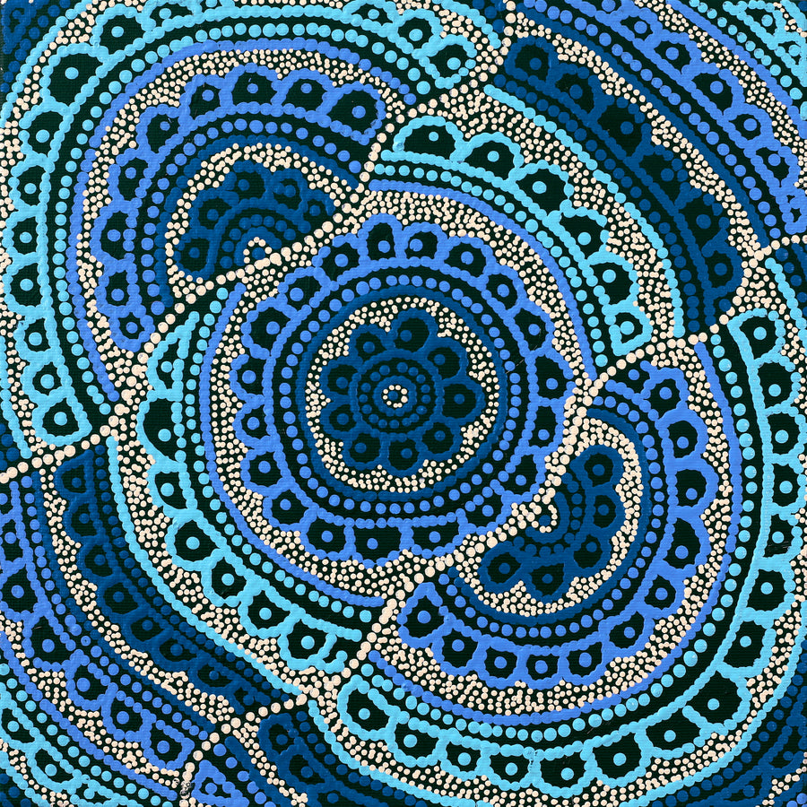 Aboriginal Artwork by Kirsty-Anne Napanangka Martin, Ngalyipi Jukurrpa (Snakevine Dreaming) - Mina Mina, 30x30cm