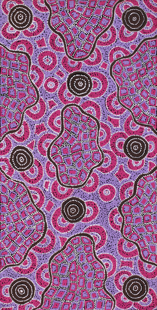 Aboriginal Artwork by Kirsty-Anne Napanangka Martin, Mina Mina Jukurrpa - Ngalyipi, 91x46cm