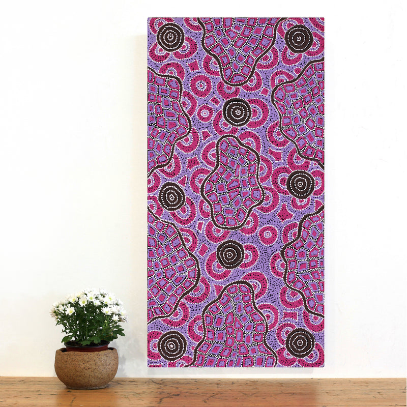 Aboriginal Artwork by Kirsty-Anne Napanangka Martin, Mina Mina Jukurrpa - Ngalyipi, 91x46cm