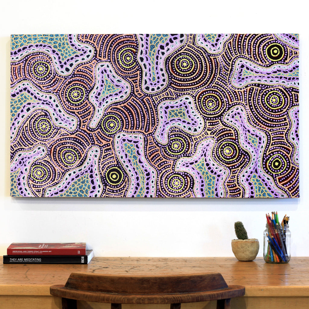 Aboriginal Art by Kirsty Anne Napanangka Brown, Mina Mina Jukurrpa - Ngalyipi, 107x61cm - ART ARK®