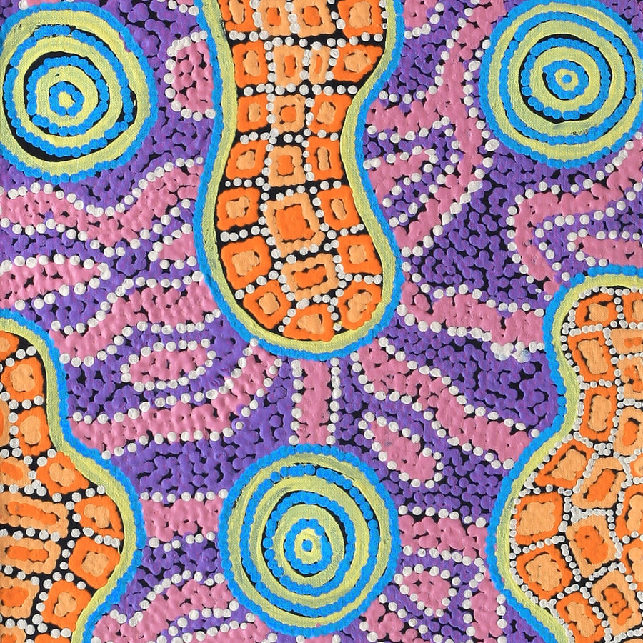 Aboriginal Artwork by Kirsty Anne Napanangka Martin, Mina Mina Jukurrpa - Ngalyipi, 122x30cm