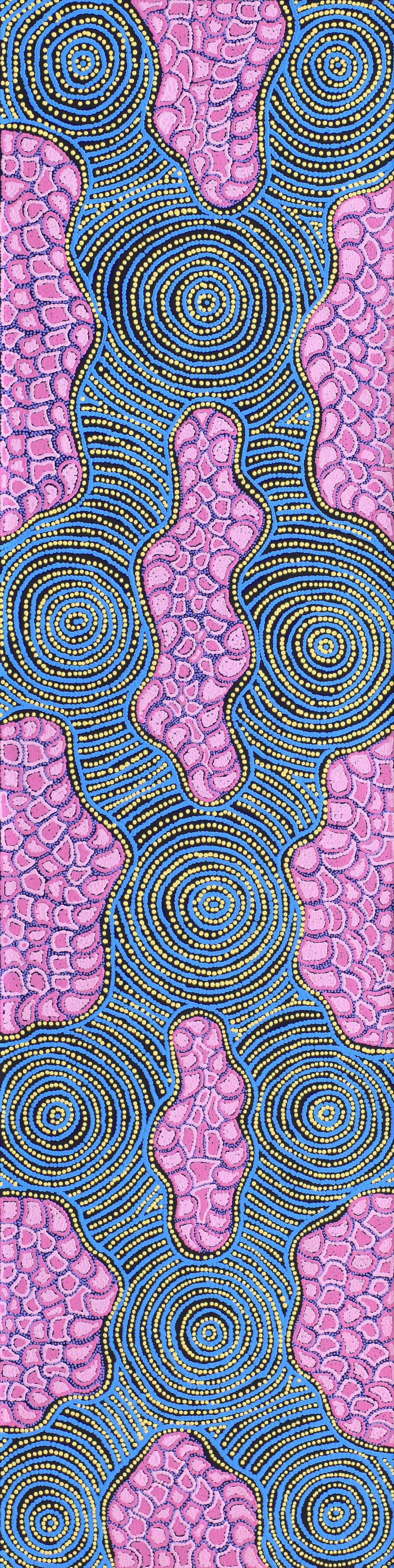 Aboriginal Artwork by Kirsty Anne Napanangka Martin, Mina Mina Jukurrpa - Ngalyipi, 183x46cm