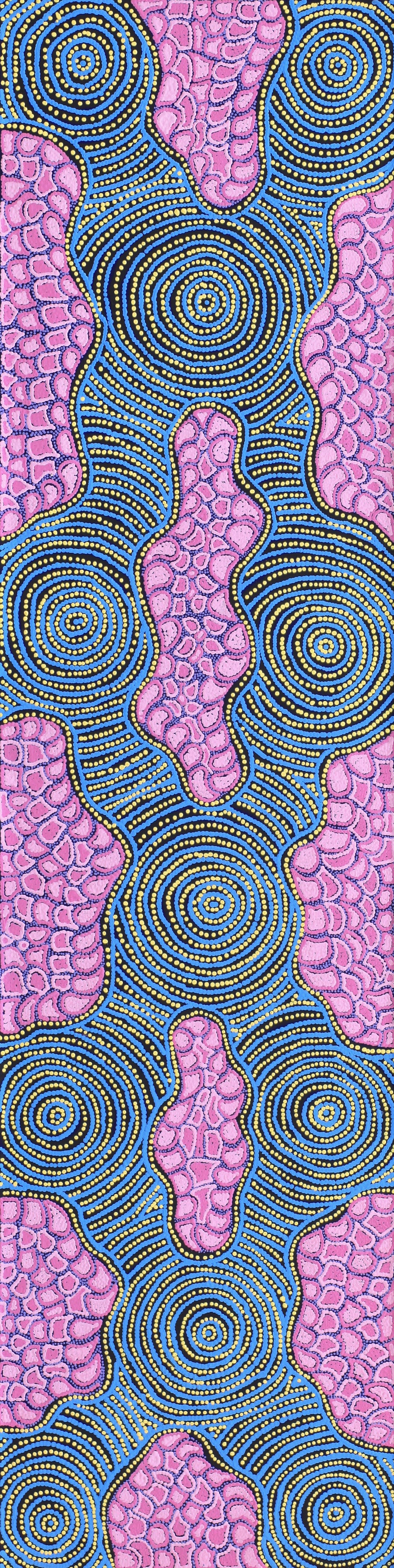 Aboriginal Artwork by Kirsty Anne Napanangka Martin, Mina Mina Jukurrpa - Ngalyipi, 183x46cm