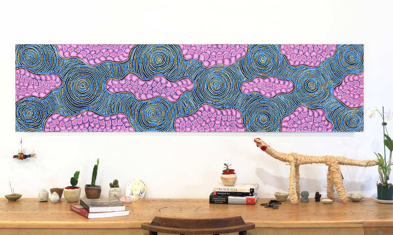 Aboriginal Artwork by Kirsty Anne Napanangka Martin, Mina Mina Jukurrpa - Ngalyipi, 183x46cm