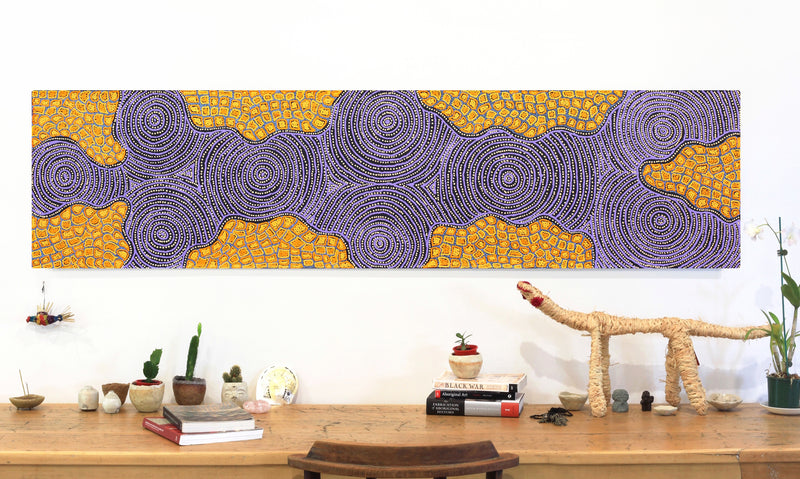 Aboriginal Artwork by Kirsty Anne Napanangka Martin, Mina Mina Jukurrpa - Ngalyipi, 183x46cm