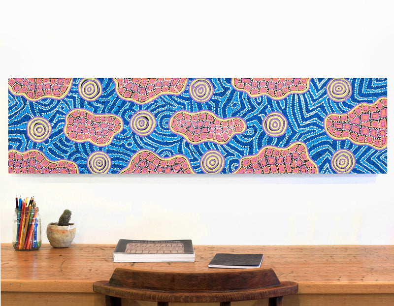 Aboriginal Artwork by Kirsty-Anne Napanangka Martin, Mina Mina Jukurrpa - Ngalyipi, 122x30cm