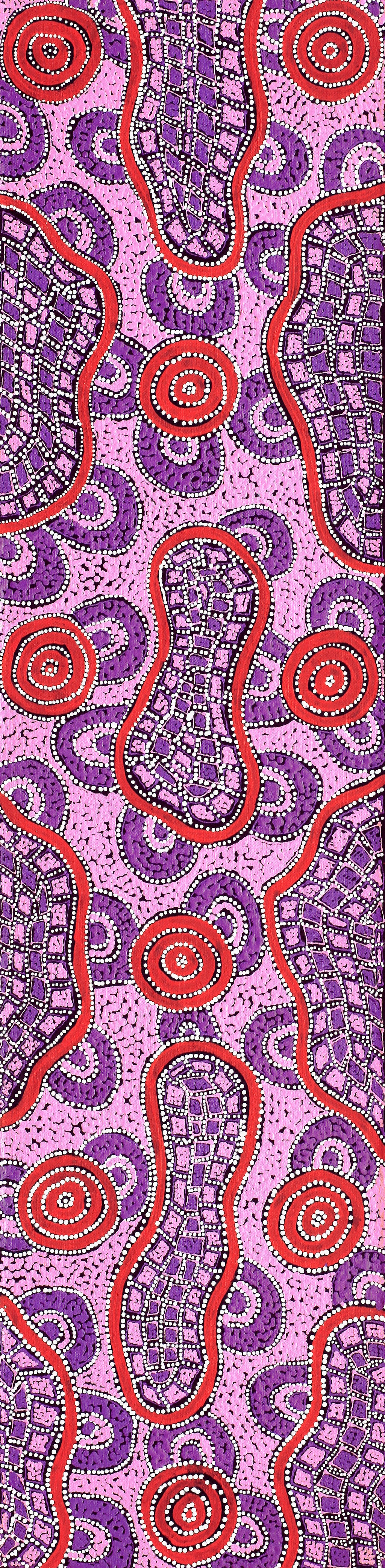 Aboriginal Artwork by Kirsty-Anne Napanangka Martin, Mina Mina Jukurrpa - Ngalyipi, 122x30cm