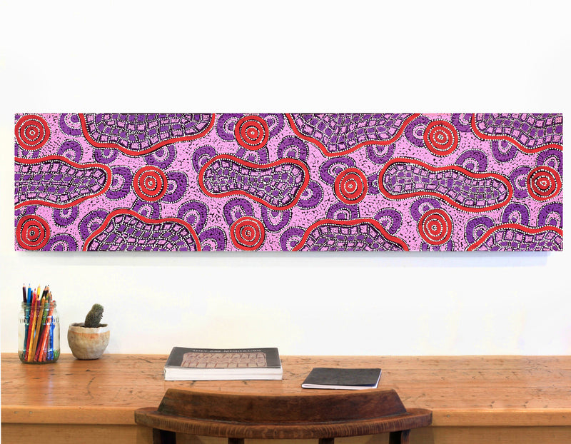 Aboriginal Artwork by Kirsty-Anne Napanangka Martin, Mina Mina Jukurrpa - Ngalyipi, 122x30cm