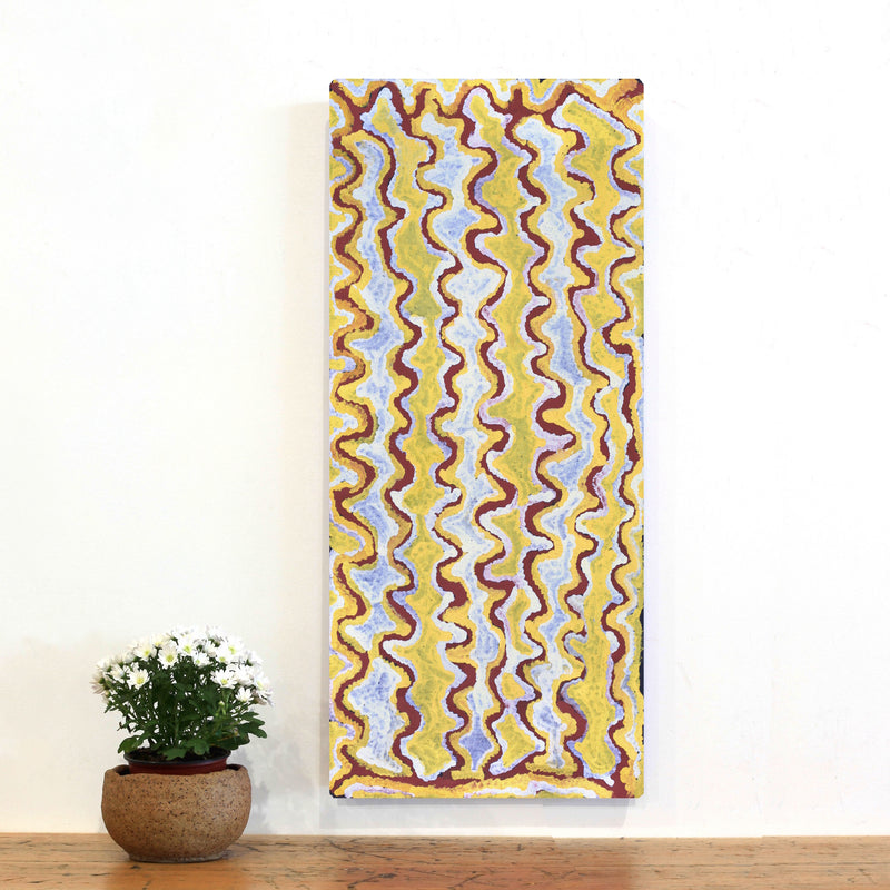 Aboriginal Artwork by Kutungka Napanangka, Brown snake Dreaming, 83x36cm