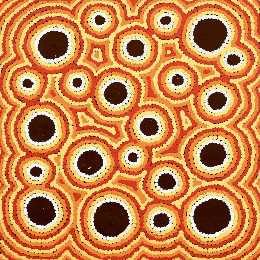Aboriginal Artwork by Kylie Napangardi Williams, Yarla Jukurrpa (Bush Potato Dreaming) - Cockatoo Creek, 30x30cm