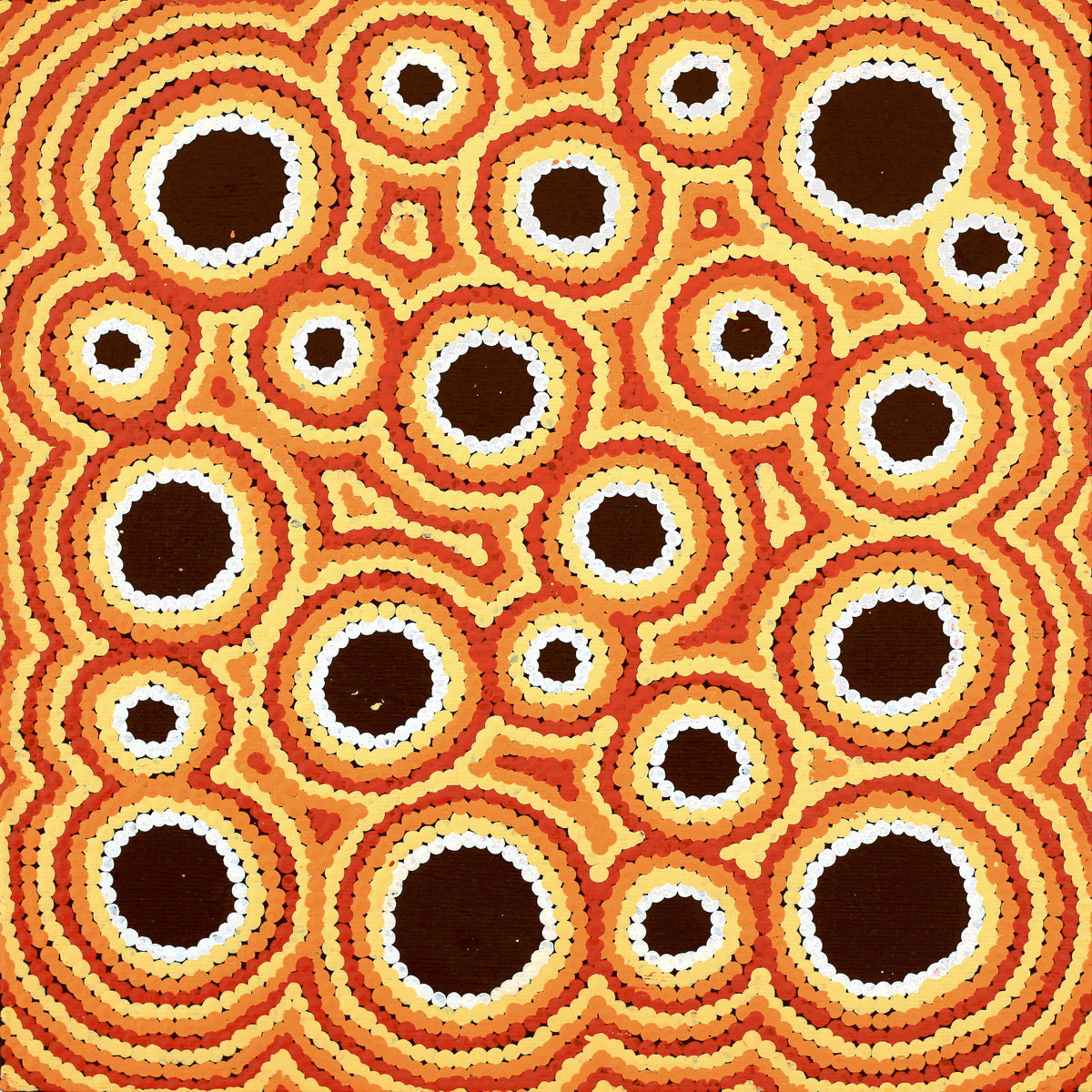 Aboriginal Art by Kylie Napangardi Williams, Yarla Jukurrpa (Bush Potato Dreaming) - Cockatoo Creek, 30x30cm - ART ARK®