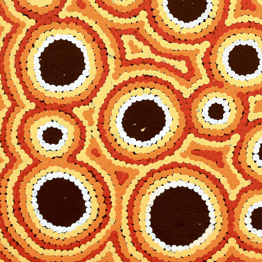 Aboriginal Artwork by Kylie Napangardi Williams, Yarla Jukurrpa (Bush Potato Dreaming) - Cockatoo Creek, 30x30cm