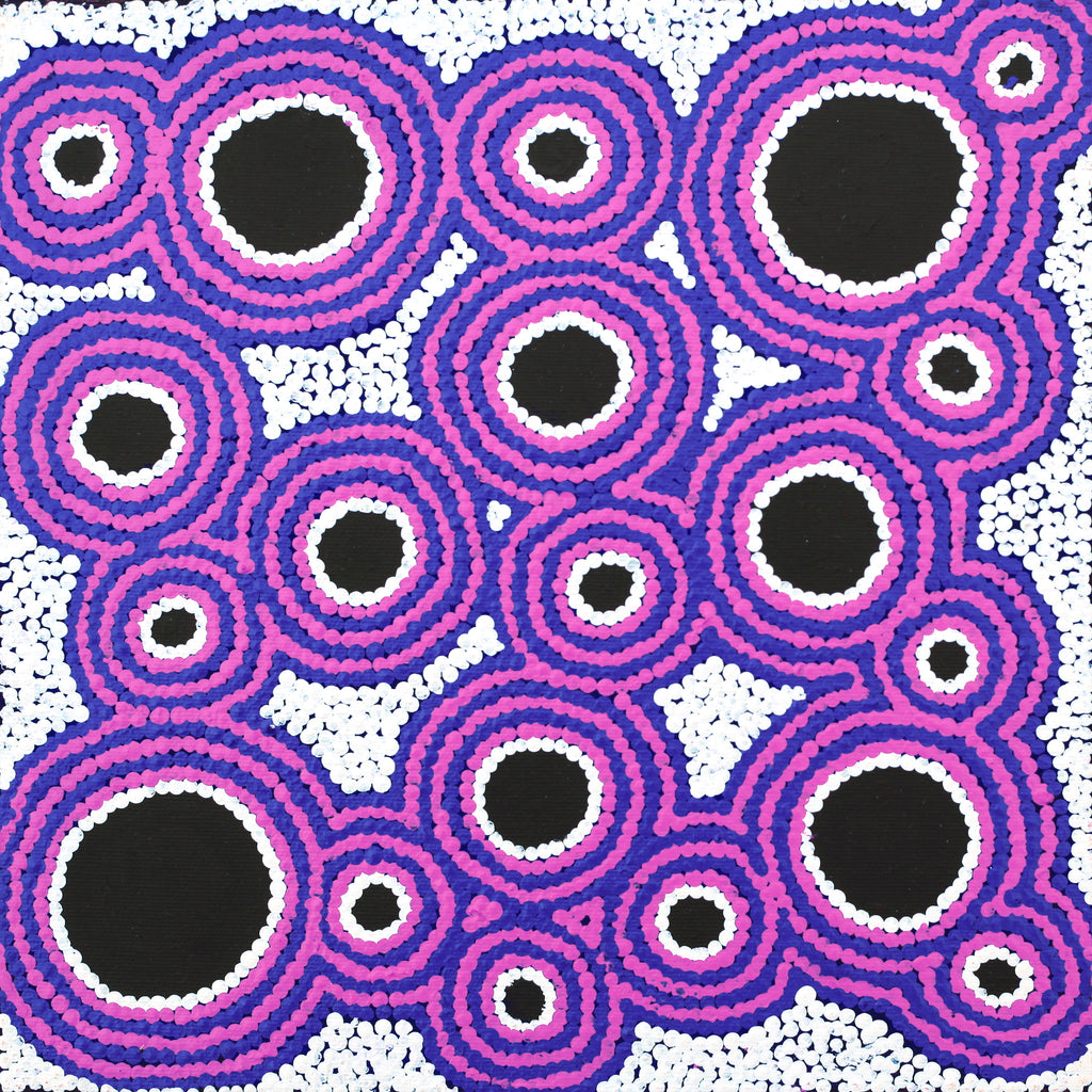 Aboriginal Artwork by Kylie Napangardi Williams, Yarla Jukurrpa (Bush Potato Dreaming) - Cockatoo Creek, 30x30cm