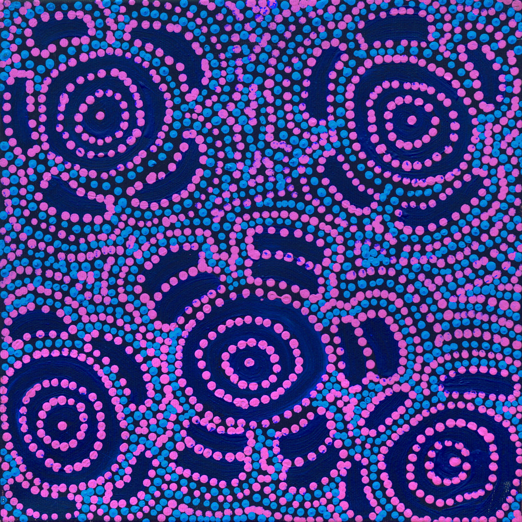 Aboriginal Artwork by Laketta Nampijinpa Turner, Pamapardu Jukurrpa - Warntungurru, 30x30cm