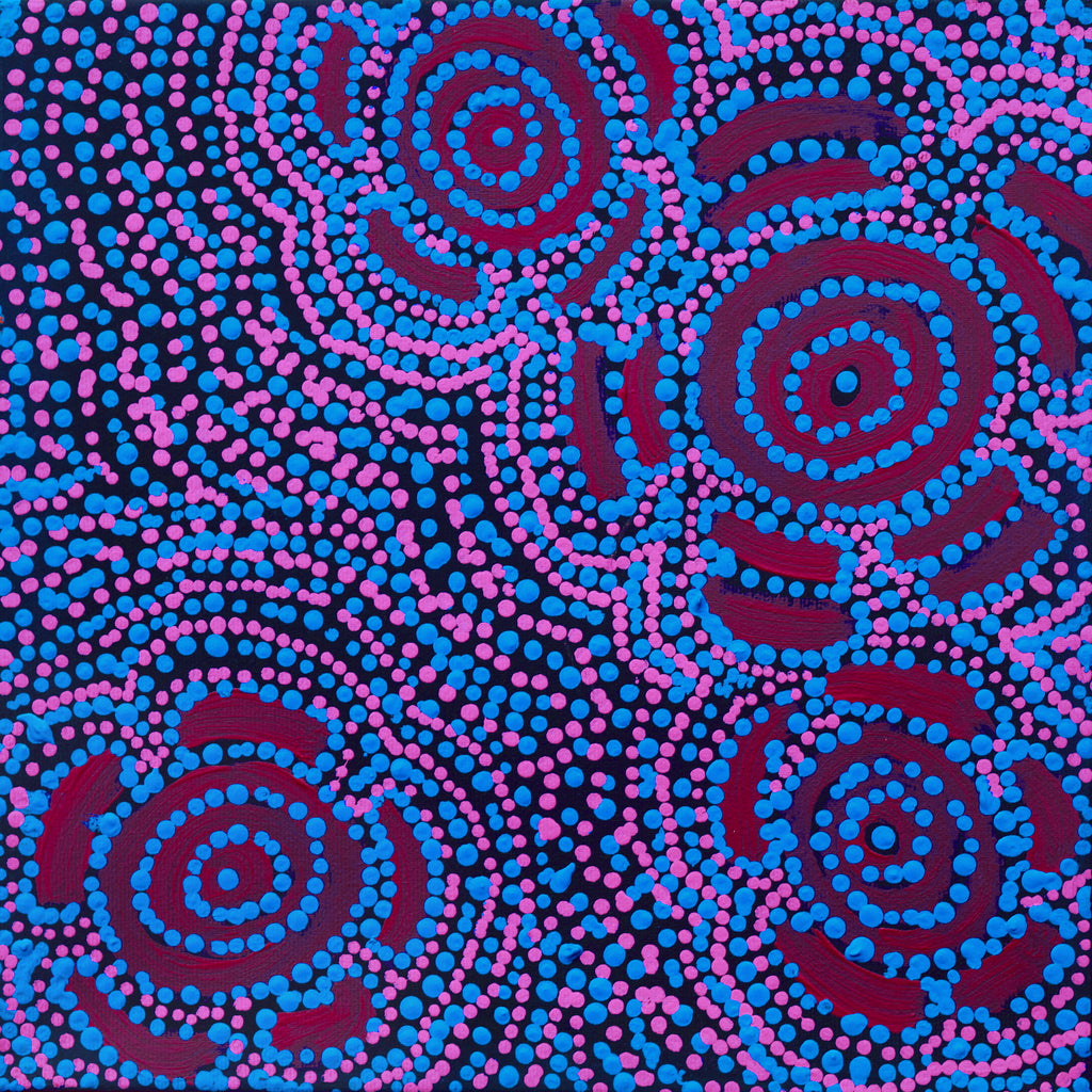 Aboriginal Artwork by Laketta Nampijinpa Turner, Pamapardu Jukurrpa - Warntungurru, 30x30cm