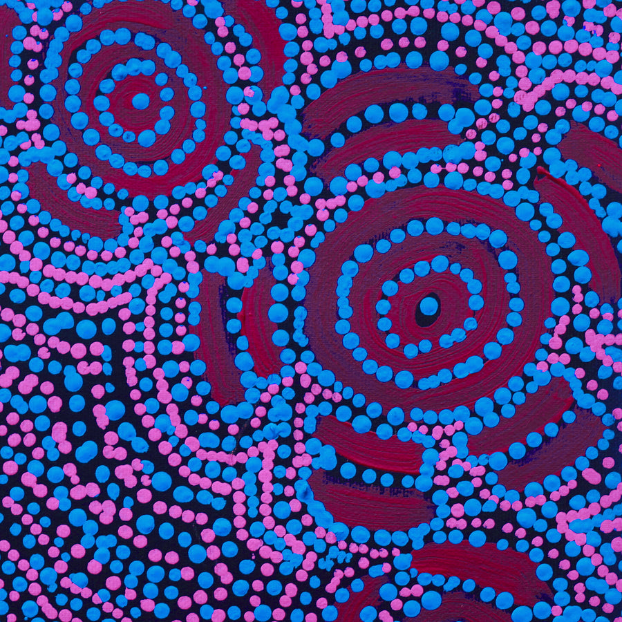Aboriginal Artwork by Laketta Nampijinpa Turner, Pamapardu Jukurrpa - Warntungurru, 30x30cm
