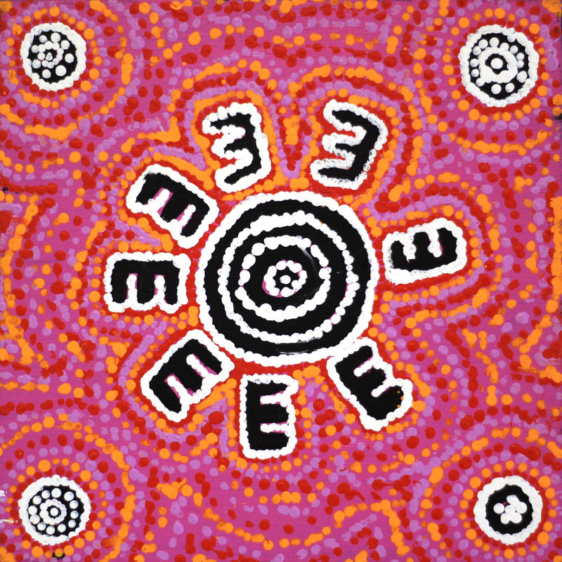 Aboriginal Artwork by Laketta Nampijinpa Turner, Janganpa Jukurrpa (Brush-tail Possum Dreaming)- Mawurrji, 30x30cm