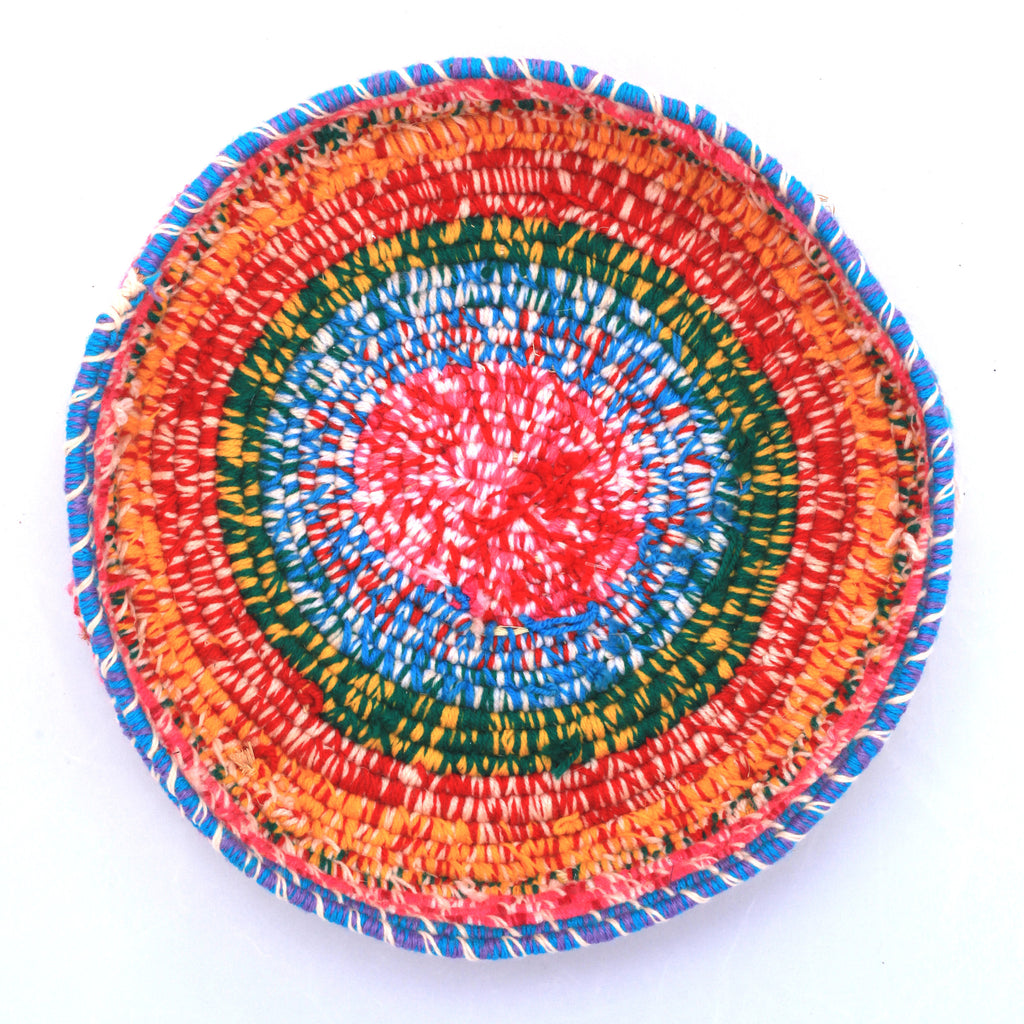 Aboriginal Artwork by Tjanpi basket, Lala West, Mirlirrtjarra (31-32cm)
