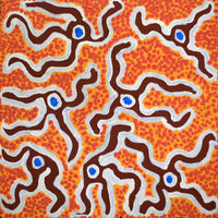 Aboriginal Artwork by Lucky Nampijinpa Langdon, Watiya-warnu Jukurrpa (Seed Dreaming), 30x30cm
