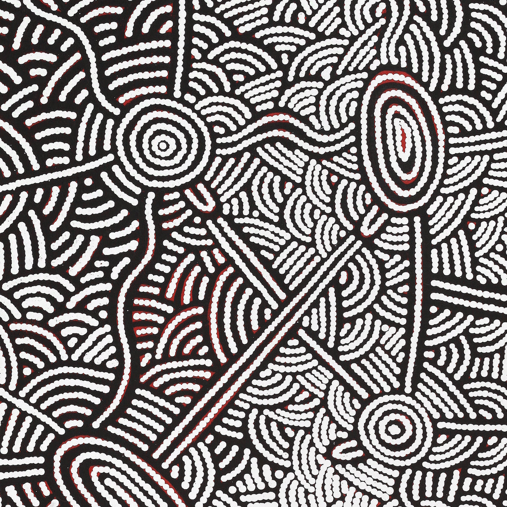 Aboriginal Artwork by Leah Nampijinpa Sampson, Ngapa Jukurrpa - Pirlinyarnu, 107x46cm - ART ARK®