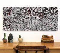 Aboriginal Artwork by Leah Nampijinpa Sampson, Ngapa Jukurrpa - Pirlinyarnu, 107x46cm