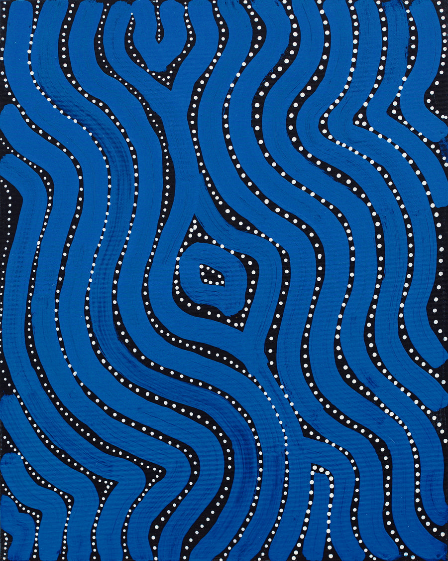 Aboriginal Artwork by Leah Nampijinpa Sampson, Ngapa Jukurrpa - Pirlinyarnu, 50x40cm