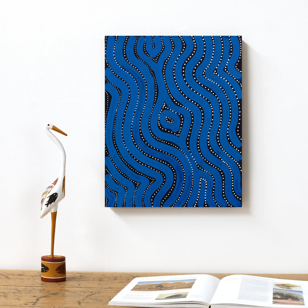 Aboriginal Artwork by Leah Nampijinpa Sampson, Ngapa Jukurrpa - Pirlinyarnu, 50x40cm