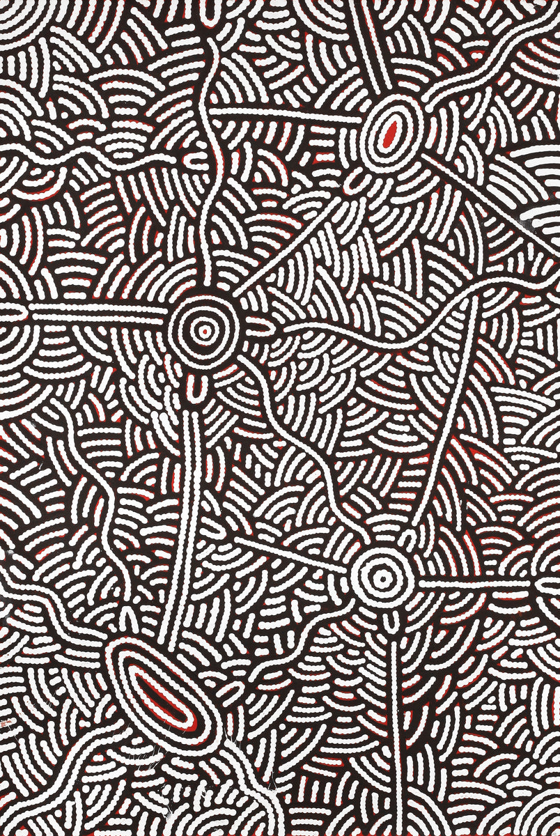 Aboriginal Art by Leah Nampijinpa Sampson, Ngapa Jukurrpa - Pirlinyarnu, 91x61cm - ART ARK®