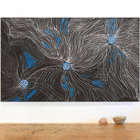Aboriginal Artwork by Leah Nampijinpa Sampson, Ngapa Jukurrpa - Pirlinyarnu, 76x46cm