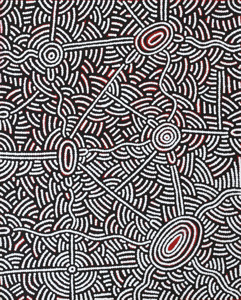 Aboriginal Artwork by Leah Nampijinpa Sampson, Ngapa Jukurrpa  - Pirlinyarnu, 76x61cm - ART ARK®