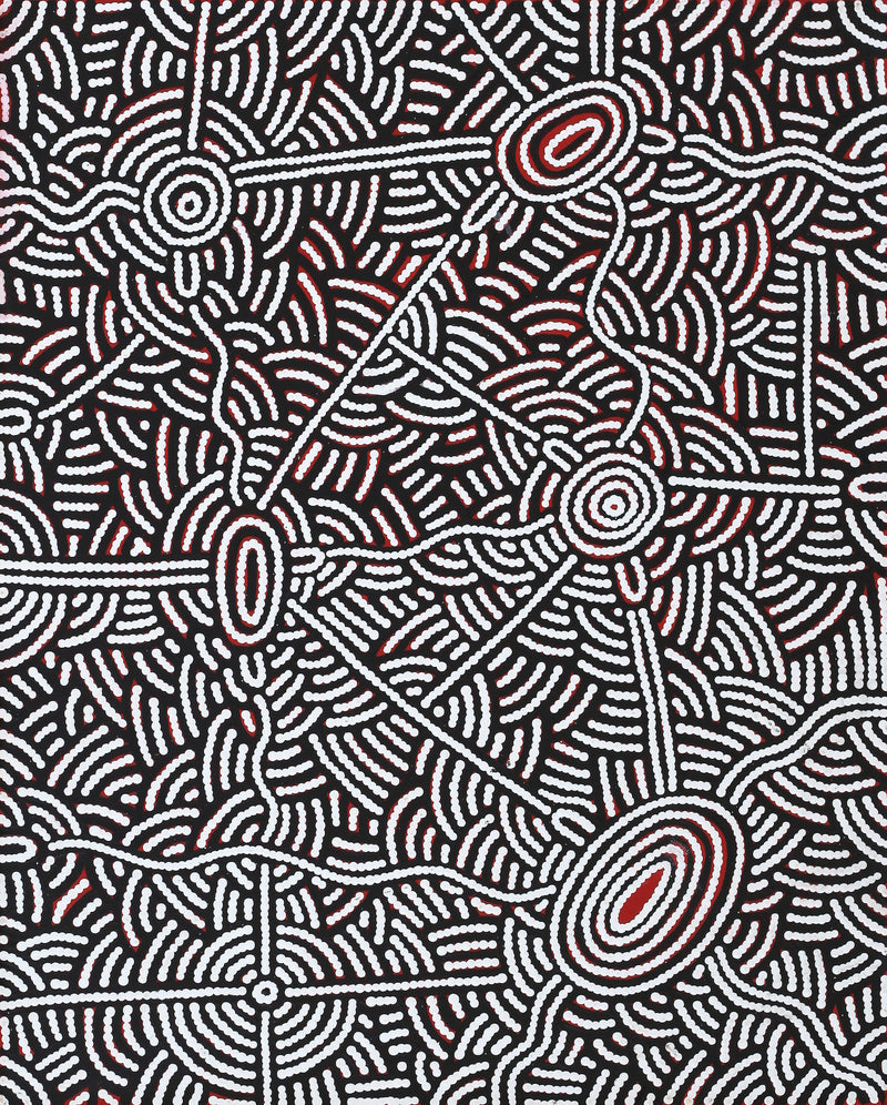Aboriginal Artwork by Leah Nampijinpa Sampson, Ngapa Jukurrpa - Pirlinyarnu, 76x61cm